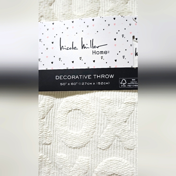 NICOLE MILLER HOME Reversible Valentine's Decorative Fringed Throw - Picture 5 of 5